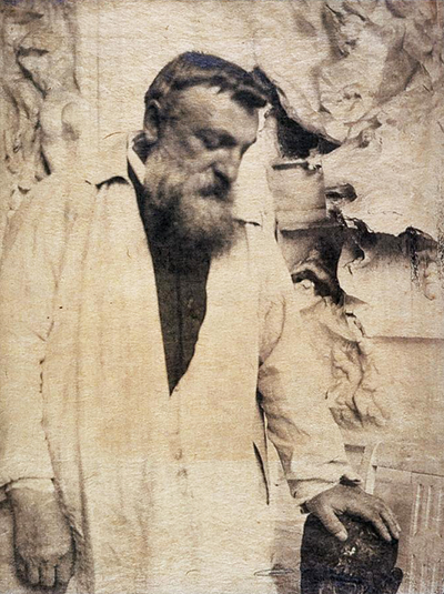 Photograph of Auguste Rodin in Front of The Gates of Hell by Gertrude Kasebier